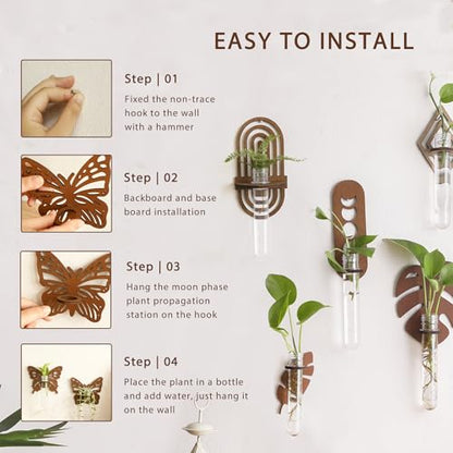 Artilady Plant Propagation Station Wall Hanging, Butterfly Plant Terrariums - color: Butterfly Wood