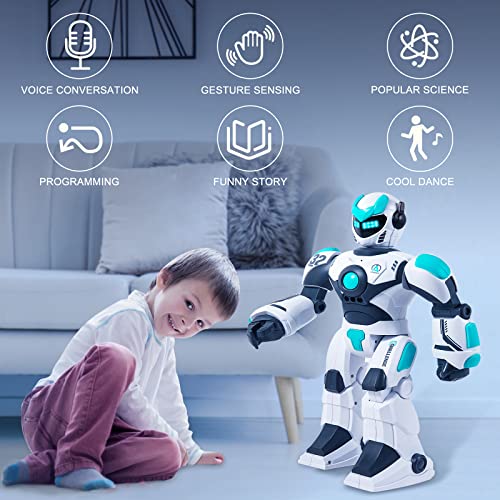 HPROMOT RC Robot Toy| Voice & Gesture Control| Walking Dancing Singing| Ages 6+ | Remote Gesture & Voice Control | Walks | Dances & Sings | Rechargeable | Educational Gift for Boys & Girls Ages 6+ - color: White