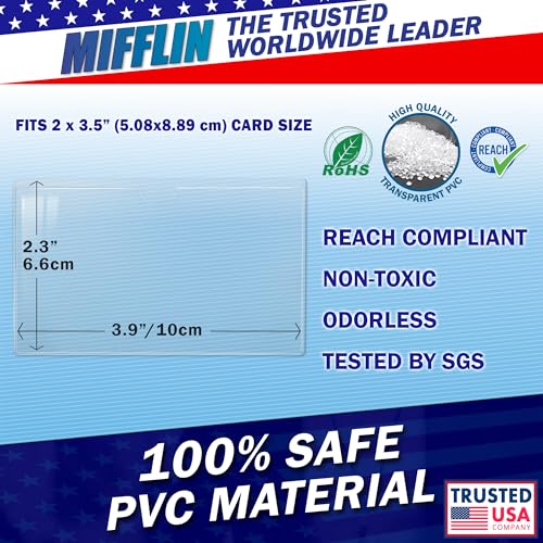 Mifflin-USA - Index Card Holder - 2x3.5”, 30 Pack - Clear Self-Adhesive Pockets - Label Holders for Organizing Storage Bins & Containers - Plastic Sleeves for Protecting Cards & Labels - size: 2x3.5” (Pack of 30)