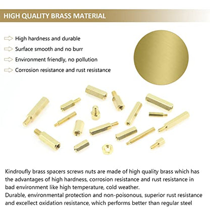 421 Pieces M2 M2.5 M3 Male Female Hex Brass Standoffs Spacers Screws Nuts Kit, Kindroufly Brass Standoffs Assortment Kit for PCB Motherboard - size: M2 M2.5 M3 Brass Standoffs