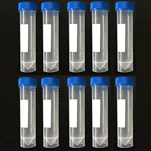Centrifuge Tubes 10pcs 50ml Lab Analysis Bottles With Screw Cap Flat Bottom Laboratory Fittings With Scale Caps Pack Container