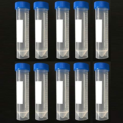 Centrifuge Tubes 10pcs 50ml Lab Analysis Bottles With Screw Cap Flat Bottom Laboratory Fittings With Scale Caps Pack Container