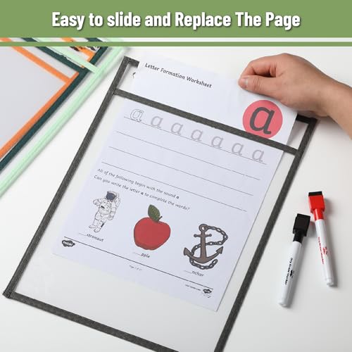 Mr. Pen- Reusable Dry Erase Pocket Sleeves, 10" x 14", 6 Pack, Colorful - color: Autumn, size: 6 Pack