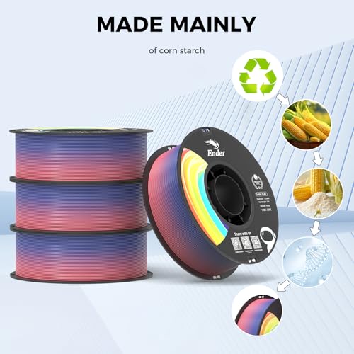 Creality 3D Printer Filament 1.75mm, Rainbow PLA+ Plus Pro Filament Toughness Upgraded, Dimensional Accuracy ±0.02mm, Fit Most 3D Printers, 4 Pack 1kg Spool(2.2lbs), Rainbow - color: Gradient