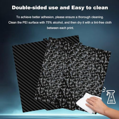 390x390mm 3D Printer Build Plate Smooth PEO+Smooth PET Spring Steel Sheet for Qidi Max 4 Heated Bed (Carbon Fiber + Diamond Pattern) - size: 390x390mm
