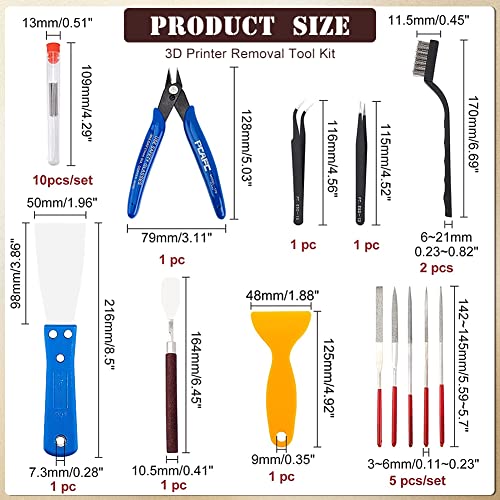 OLYCRAFT 23PCS 3D Printer Tool 3D Printer Nozzle Cleaning Tool Removal Tool Kit Includes Putty Knife, Wire Brush, Wire Flush Cutter, Scraper Knife, Diamond Files and Tweezer for Cleaning 3D Printer - color: 3d Printer Nozzle Cleaning Tools