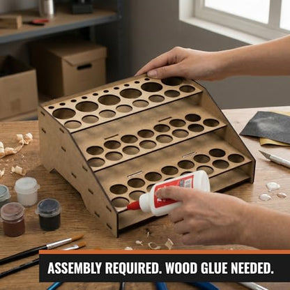 PROSCALE Paint Rack Organizer for Miniature & Model Paints Tabletop Paint Stand with 26mm & 36mm Holes Brush & Tool Holder Artist Room Compatible with Vallejo, Army Painter, AK (Module A) - color: Paint rack A