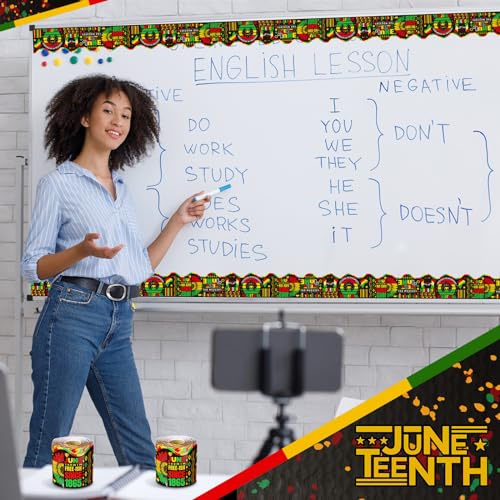 Outus 68 Ft Juneteenth Bulletin Board Border Decorations Happy Juneteenth Freedom Day Classroom Bulletin Board Trim Black June 19th Border for Classroom School African Afro American Festival Supplies - size: 2.99 Inches, style: Freedom