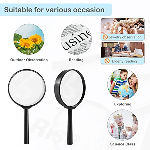 32Pcs Magnifying Glass for Kids Hand Lens Small Magnifying Glasses Black