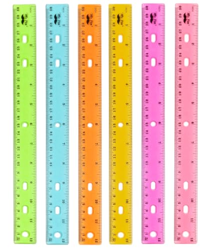 Mr. Pen- Transparent Rulers with Holes for Three-Ring Binders, 12", 6 Pack