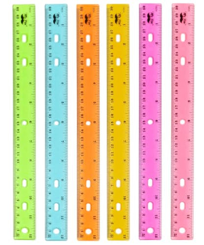 Mr. Pen- Transparent Rulers with Holes for Three-Ring Binders, 12", 6 Pack