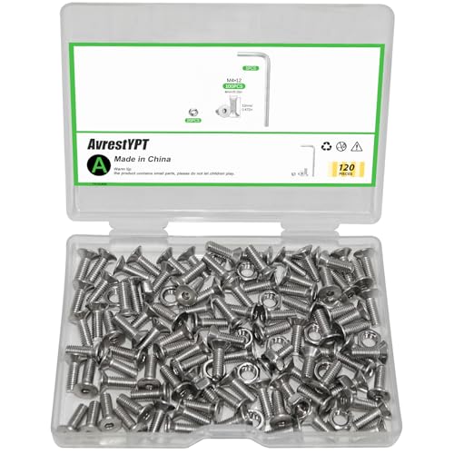 120Pcs M4x12mm Stainless Steel Flat Head Socket Cap Screws, Full Thread Allen Drive Countersunk Bolts, Bright Finish, Ideal for DIY & Home Repair - size: M4x12