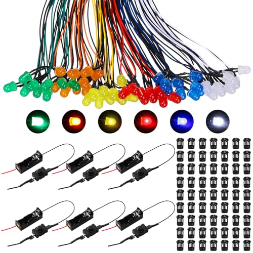 126 Pcs Pre Wired 12V LED Light Kit Battery Holders Craft, 8 mm - size: 8 mm