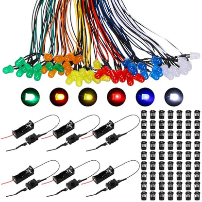 126 Pcs Pre Wired 12V LED Light Kit Battery Holders Craft, 8 mm - size: 8 mm