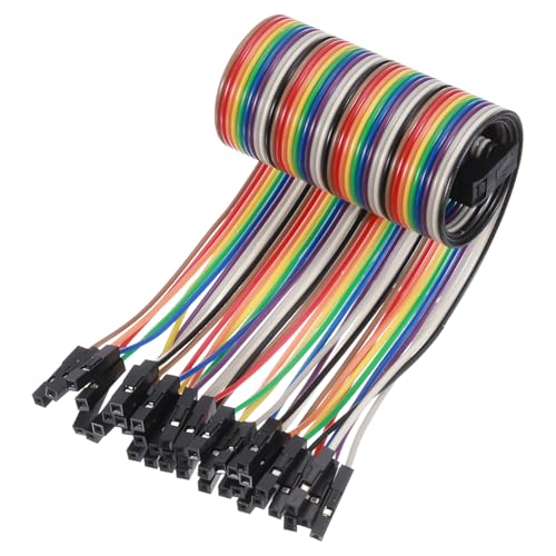 MECCANIXITY 2 Pcs IDC Rainbow Wire Flat Ribbon Cable FC-Female to 40P 11.8 Inch Length 2.54mm Pitch Breadboard Jumper Wires for Electronic Projects - size: 11.8 Inch, style: 40 Pin