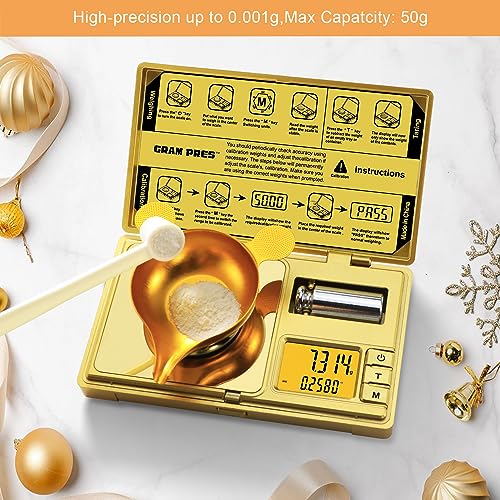 GRAM PRES High Precision Milligram Scale,Digital Mini Pocket Gram Scale - color: GOLD