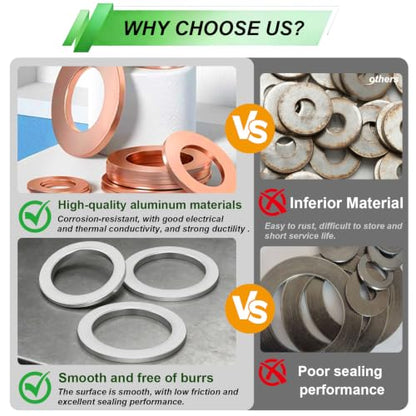 1160PCS Oil Drain Plug Crush Washer Kit,18 Sizes Aluminum Oil Drain Plug and Copper Gasket Assortment, M6 M8 M10 M12 M14 M16 M18 M20 M22 M24,Crush Washer Oil Drain Plug - size: 1160PCS