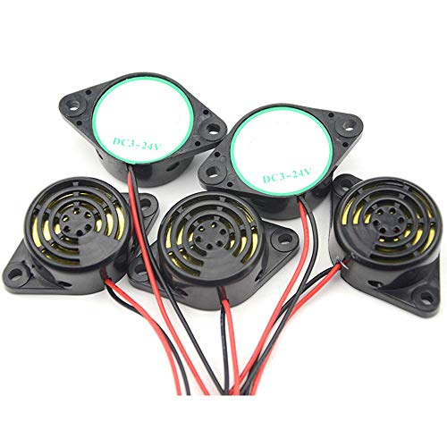 WMYCONGCONG 5 PCS DC 3-24V Electronic Buzzer Alarm Sounder Continuous Beep and 5 PCS 9V Battery Clip Connector Kit
