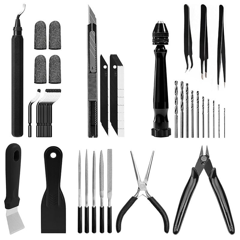 3D Printer Cleaning Tool Kit 3D Nozzle Cleaning Kit for Bambu Tools 3D Tool Kit Deburring Tool Needle to Clean Nozzle Scraper Wire Cutter, Drill, Scraper for Remove, Finishing, Craving, Drilling