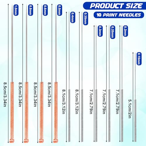 12PCS 3D Printer Nozzle Cleaning Kit, No Clogger 3D Printer Tool Print Nozzle Maintenance Tool Kit 10PCS Cleaning Needles and 2 Tweezers Universal Clog Removal Tools for 3D-Printers