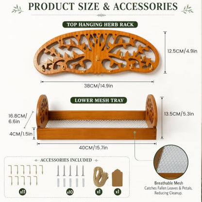 Herb Drying Rack Hanging, 2-in-1 Drying Station with Fine Mesh Tray, - color: Herb Drying Rack-mesh Tray