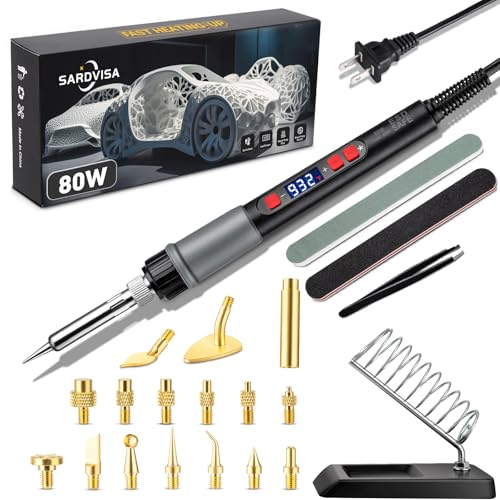 SARDVISA 22-in-1 3D Printer Smoothing Tool Kit with Soldering Tips, 80W