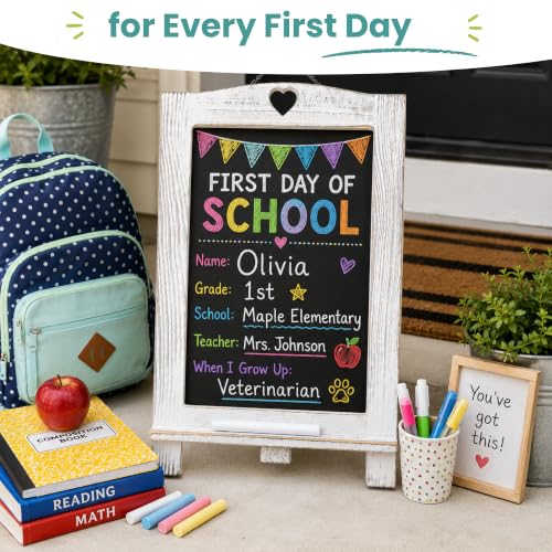 LotFancy 15"x10" Magnetic Chalk Board Sign with Stand - Rustic Whitewash - color: Whitewash, size: 10"W x 15"H