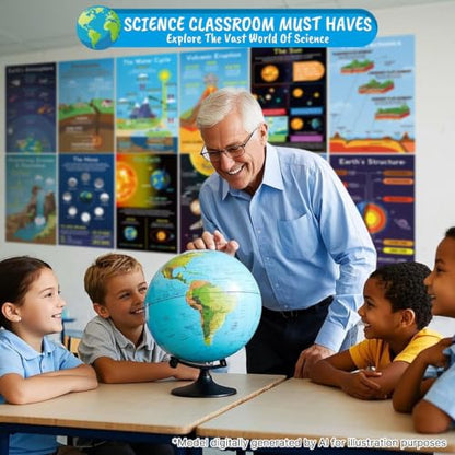12 Pack Science Posters for Classroom, Earth & Planet Education
