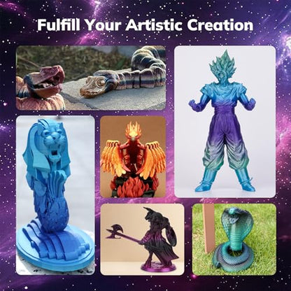AMOLEN PLA 3D Printer Filament, Silk PLA 1.75mm Silk Shiny Gradient Filament Blue Green Purple, 3D Printing Filament 1KG/2.2lb - color: Silk Gradient Blue Green Purple