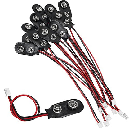 I Type Battery Clip Lead Wire 10PCS 15cm 9V Battery Snap to 2-Pin PH2.0 Connector Cable,9 V Battery Clip Connector