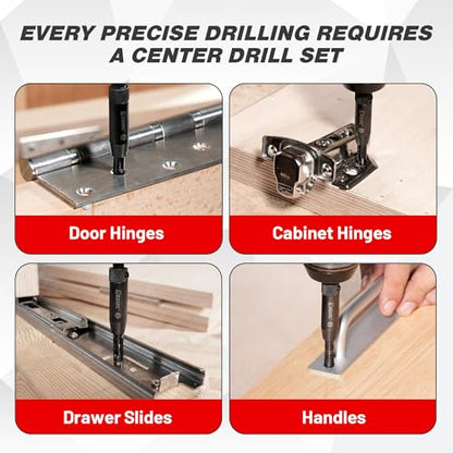 EZARC Self Centering Drill Bit Set, 14PCS for Cabinet Hinges and Doors
