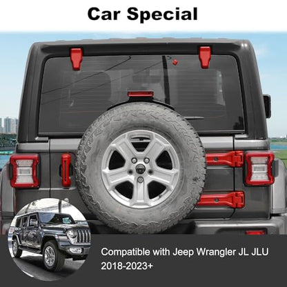 JWWY Complete Exterior Cover Trim Kit for 2018–2026 Jeep Wrangler JL JLU, Full Coverage Door Handle Hood Hinge Hood Latch Side Air Vent Rear Tailgate Window Hinge Covers, 43PCS Red - color: Red