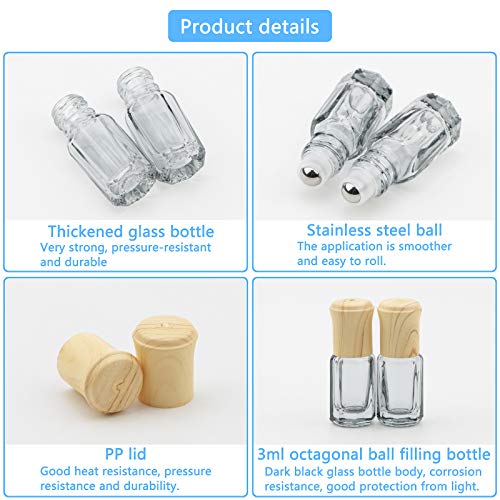 3mL Glass Roller Bottles for Essential Oils, Roller Ball Applicator - color: Black