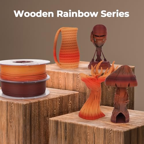 AMOLEN Wood PLA 3D Printer Filament 1.75mm Dark Wood Rainbow 1KG - color: Tigerwood