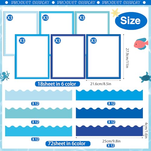 90 Pcs Science Fair Board Supplies Trifold Poster Boards, Ocean - color: Ocean