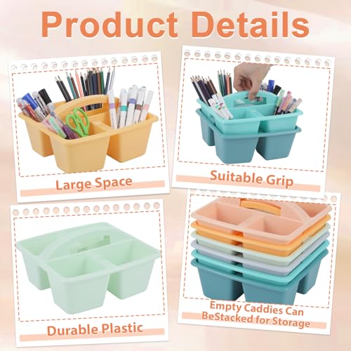 6 Pack 4 Compartment Classroom Caddy with Handle, Boho - color: Boho
