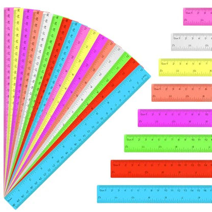 16 Pack Clear Plastic Rulers 12 inch, Ruler Bulk for Classroom and Office