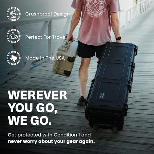 Condition 1 45" Waterproof Hard Case with Wheels & Pluckable Foam, Black - style: Pluckable Foam