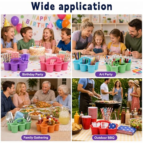 6 Pack Classroom Caddy With Handle for School Supplies, Rainbow - color: Rainbow