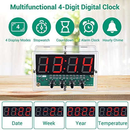 MiOYOOW Rechargeable DIY Digital Clock Kit, Soldering Projects for Adults - color: 4 Digit Rechargeable Clock Kit