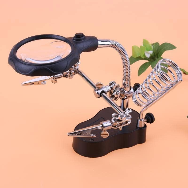 Adjustable Helping Hand with Magnifying Glass, 3.5X/12X Magnifying Glass Soldering with Clamp and Alligator Clips Desktop Magnifer Stand for Craft Carving Jewelry (Modern)