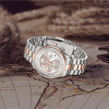 Tornado Celestia Elite Men’s Chronograph Watch | Green Dial, Gold Case & Strap, 42x48mm, 10ATM - T6106B-GBGH - color: White