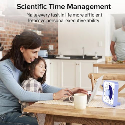 Secura 60-Minute Visual Countdown Timer, 7.5-Inch Oversize Classroom Visual Timer for Kids and Adults, Durable Mechanical Kitchen Timer Clock with Magnetic Backing (Violet) - color: Purple & Purple