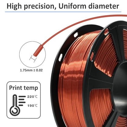 GIANTARM 3D Printer Filament,Silk Copper PLA Filament,1Kg(2.2lbs) Spool - color: Silk Copper, size: 1kg