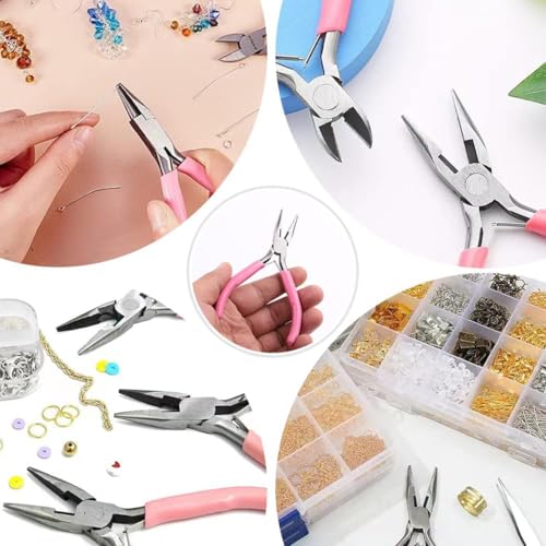 Needle Nose Pliers 4.5 Inch for Jewelry Making, Small Needlenose Mini Comfort Grip Handle Craft Pliers (Pink) - color: Pink