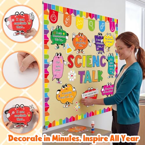 Honoson 53 Pcs Science Bulletin Board Set, Science Classroom Decor, Vibrant - style: Vibrant