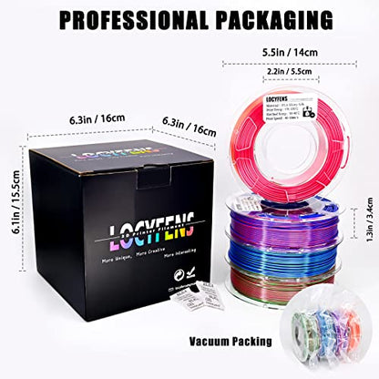 3D Printer Filament PLA, Rainbow PLA Filament 1.75mm +/-0.02mm, Silk PLA Dual Color Filament, 2 in 1 Coextrusion 3D Filament Bundle 200g x 4 Spools - color: 4 Pack Dual-color