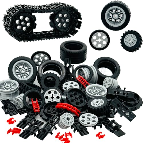 Miutrue Technical Parts Car Gears Wheels Treads Chain Links Building Blocks Accessories Pieces kit Construction Toys for Kids 6yrs+ Compatible with Major Brands - style: Wheels Track Chain Set