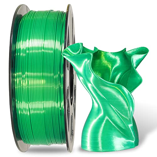 MIKA3D Silk Shiny Luster Dark Green PLA 3D Printing Filament, 1KG 2.2Lbs 1.75mm 3D Print Material with High Diameter Accuracy, Neatly Wound Silk PLA Widely Support for FDM 3D Printers - color: Silk-dakgreen