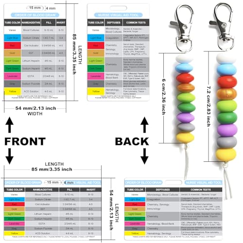 Order of Blood Draw Beads with Reference Card, Phlebotomist Badge Reel Visual Aid Tool Accessories, RN Badge Buddy, Phlebotomy Essentials, Nurse Supplies - color: Mini Abacus Beads With White Card